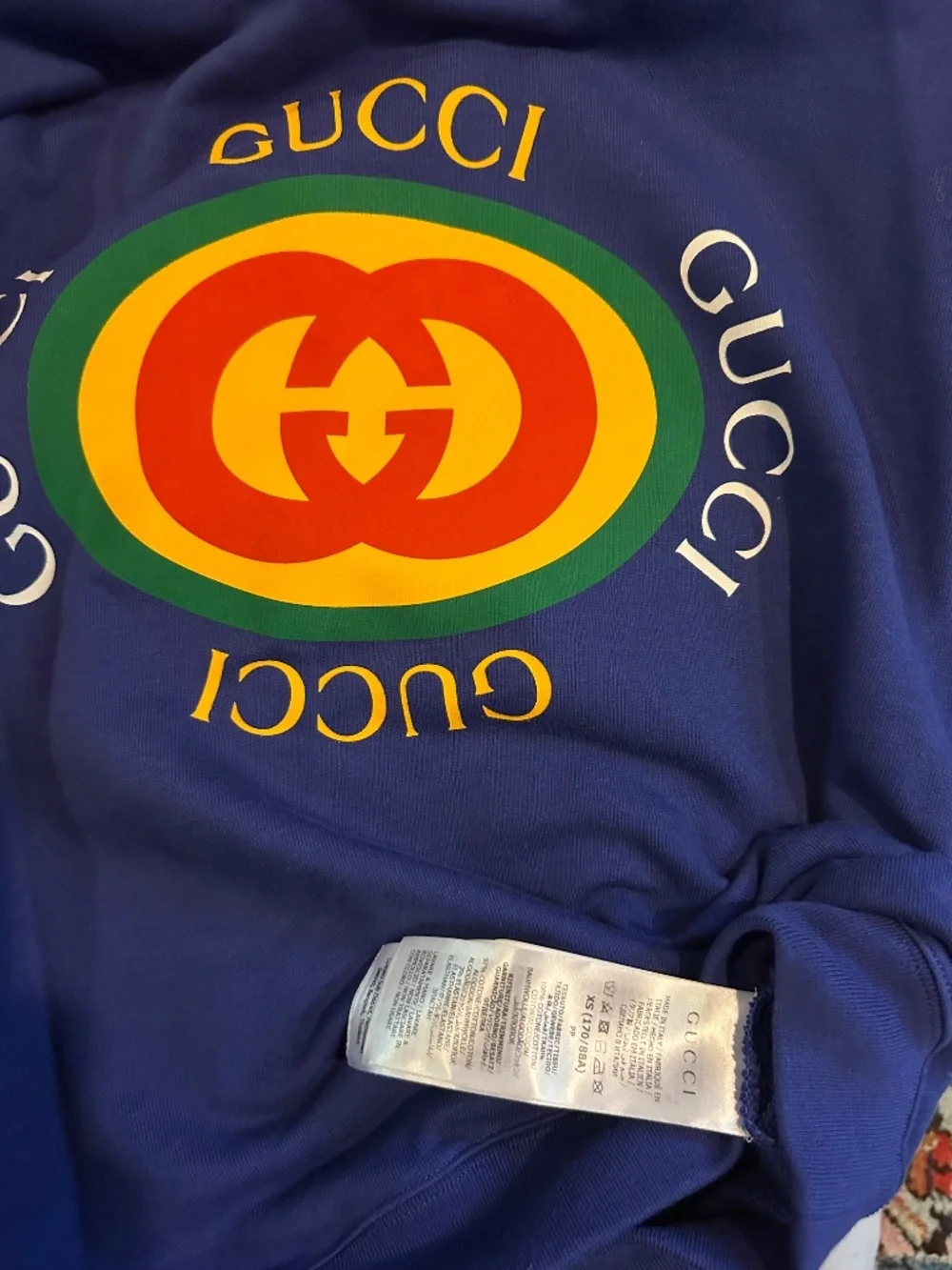 Gucci Men's Interlocking GG Logo Crewneck Sweatshirt Blue XS — Like New